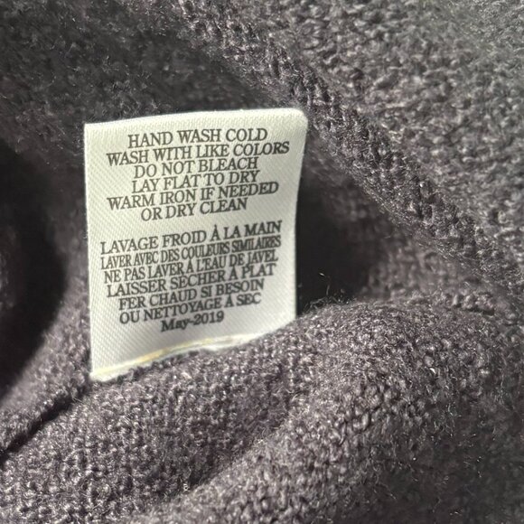 Rag Poets V-Neck High-Low Varsity Striped Oversized Sweater Navy Blue Size Small - Picture 9 of 9